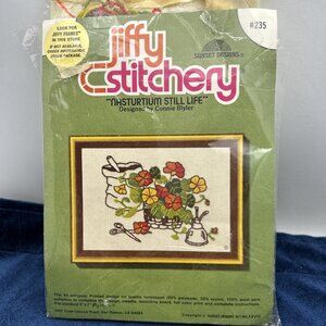 JIFFY Stitchery  Nasturtium Still Life  #235 Connie Baller 5x7" Unframed Finish